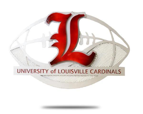 U of L Football Logo - University of Louisville Aluminum Football 3D Vintage Metal Artwork