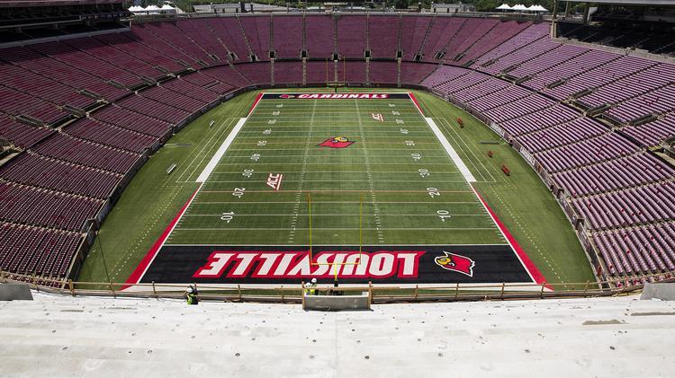 U of L Football Logo - University of Louisville football shows off stadium expansion, new ...