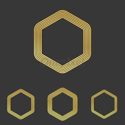 Hexagon Shaped Gold Auto Logo - Golden line hexagon logo design set - 3918349 | Onepixel