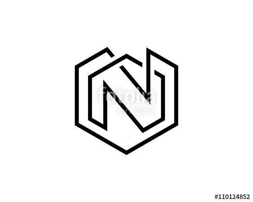 Hexagon with Lines Logo - Letter N Logo Line Hexagon