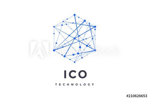 Hexagon with Lines Logo - Logo for blockchain technology. Hexagon with connected lines for ...
