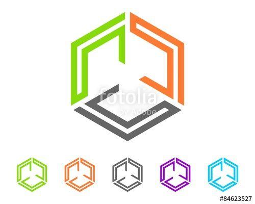 Hexagon with Lines Logo - abstract hexagon line logo v.3