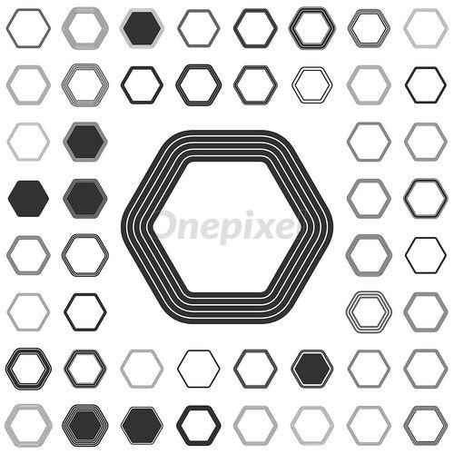 Hexagon with Lines Logo - Line hexagon logo design set