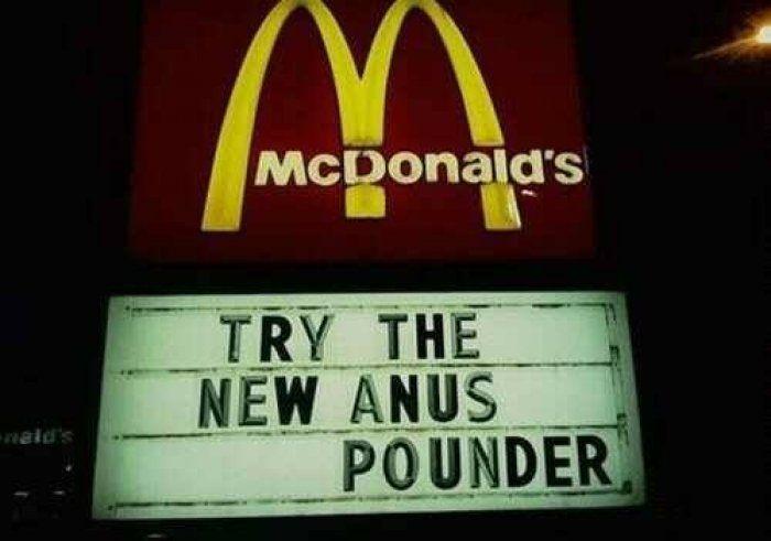Funny McDonald's Logo - Funny McDonalds sign - Anus Pounder