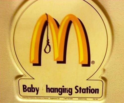 Funny McDonald's Logo - IRTI picture : mcdonalds baby hanging station sign