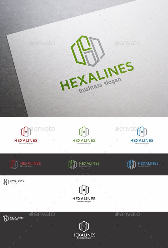 Hexagon with Lines Logo - H Letter Logo Hexagon by djjeep | GraphicRiver