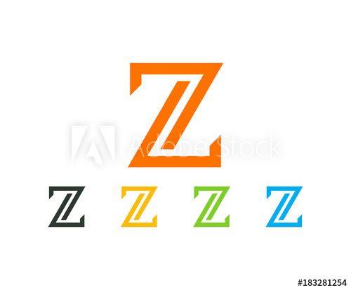 Double Blue Z Logo - Line Art Initial Letter Z like Double Number 7 Modern Logo