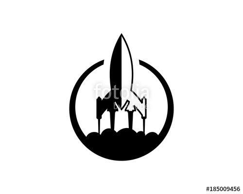 Space Rocket Logo - Black Launching Rocket to Outer Space Circle Symbol Logo Vector ...