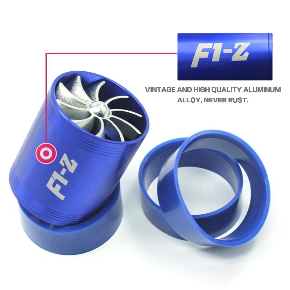 Double Blue Z Logo - 2019 Blue F1 Z Double Supercharger Fuel Gas Saver Fan Universal ...