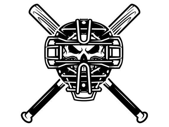 Wood Bat Logo - Baseball Logo 37 Grin Grinning Skull Wood Bat Crossed Sports