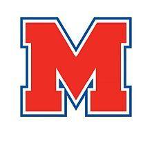 Red and Blue in High School Logo - Midway High School