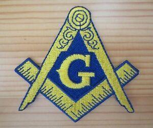 Blue and Yellow Square Logo - Masonic Embroidered Patch Freemason Iron on Blue and Yellow Square