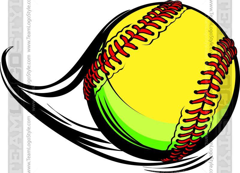 Fastpitch Softball Logo - Softball Graphic - Vector Clipart Softball in Motion