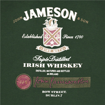 Jameson Whiskey Logo - Buy JAMESON Whiskey Logo Triple Distilled Green Graphic Tee Shirt