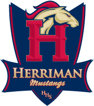 Red and Blue in High School Logo - Herriman High School