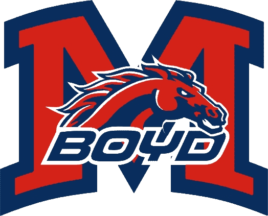 Red and Blue in High School Logo - McKinney Boyd High School. Go Broncos!