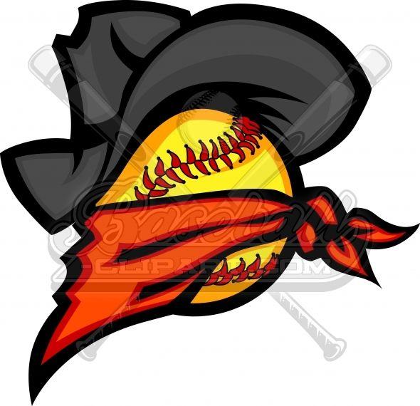 Fastpitch Softball Logo - Bandit Softball Cowboy Clipart Logo with Cowboy Hat, and Bandana