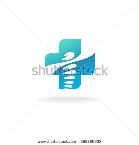 Stock Medical Logo - Medical logo with green and blue cross background and healthy human