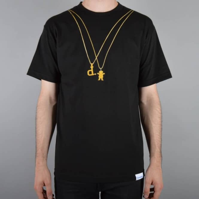 Diamond and Grizzly Grip Logo - Grizzly Griptape 2 Chains Grizzly x Diamond Skate T-Shirt - Black ...