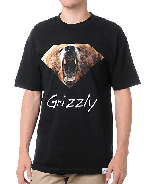 Diamond and Grizzly Grip Logo - Diamond Supply X Grizzly Grip Tape Diamond Grizzly Black T Shirt