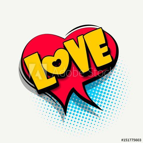 Text Bubble Red and Yellow Logo - Comic book text bubble template love heart this stock vector