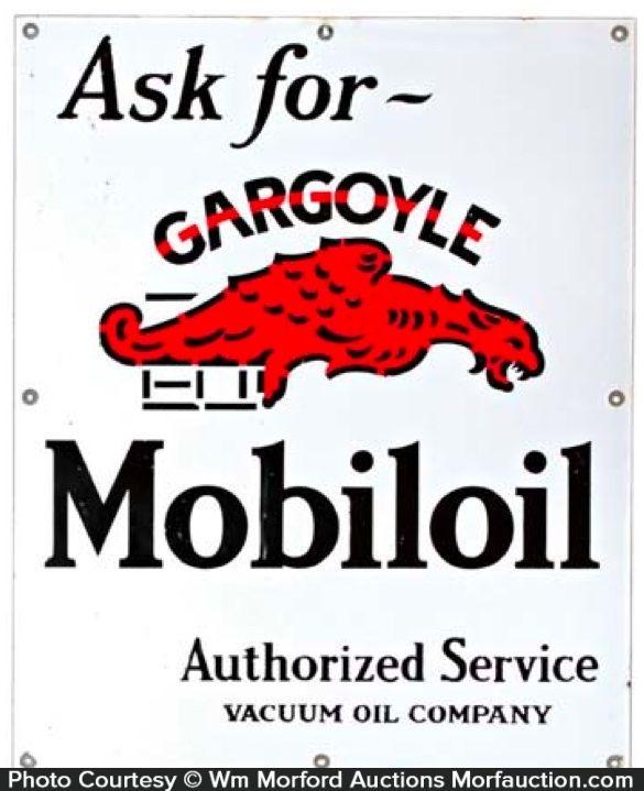 Mobil Oil Company Logo - Antique Advertising | Gargoyle Mobiloil Porcelain Sign • Antique ...