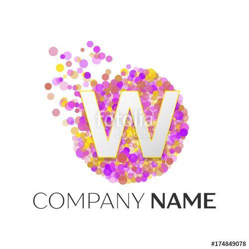Text Bubble Red and Yellow Logo - Realistic Letter W logo with red, purle, yellow particles and bubble