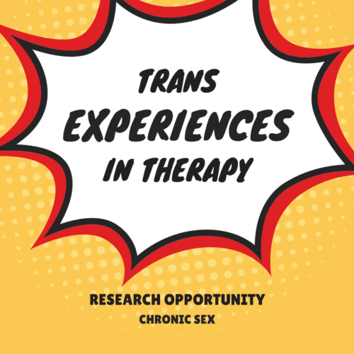Text Bubble Red and Yellow Logo - Trans Experiences in Therapy | Chronic Sex