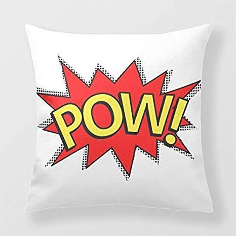 Text Bubble Red and Yellow Logo - Yourway Decorative Throw Pillow Pow! Comic