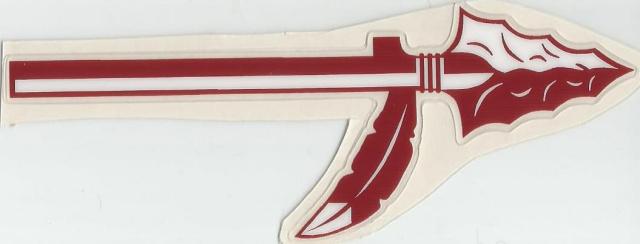 Red and White Spear Logo - FSU Spear white and Maroon mini helmet decal set left and right side