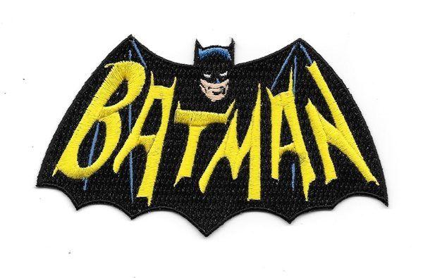 1960s Bat Logo - Batman 1960's TV Show Cape and Name Logo Embroidered Patch Large