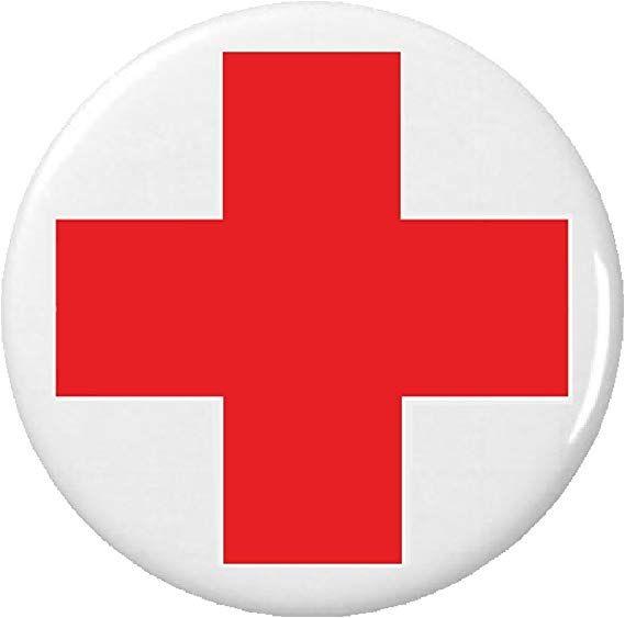 Red Medical Cross Logo - Amazon.com: Red & White Cross Symbol Sign Button Pin Medical Alert ...