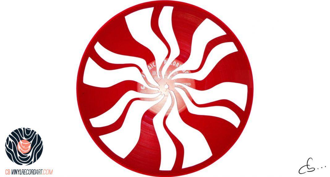 Red and White Stripes Logo - The White Stripes logo carved from a vinyl record