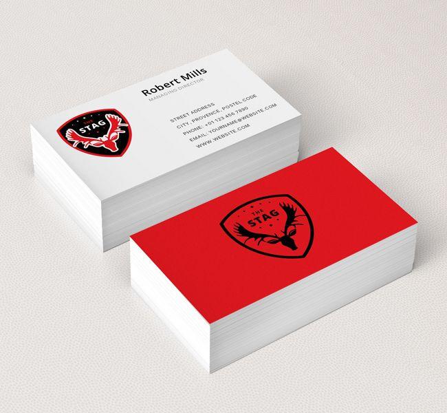 Red Shield Business Logo - Stag Shield Logo & Business Card Template Design Love