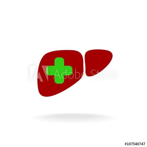 Red Medical Cross Logo - Liver with a medical cross logo. Green and red colors. this