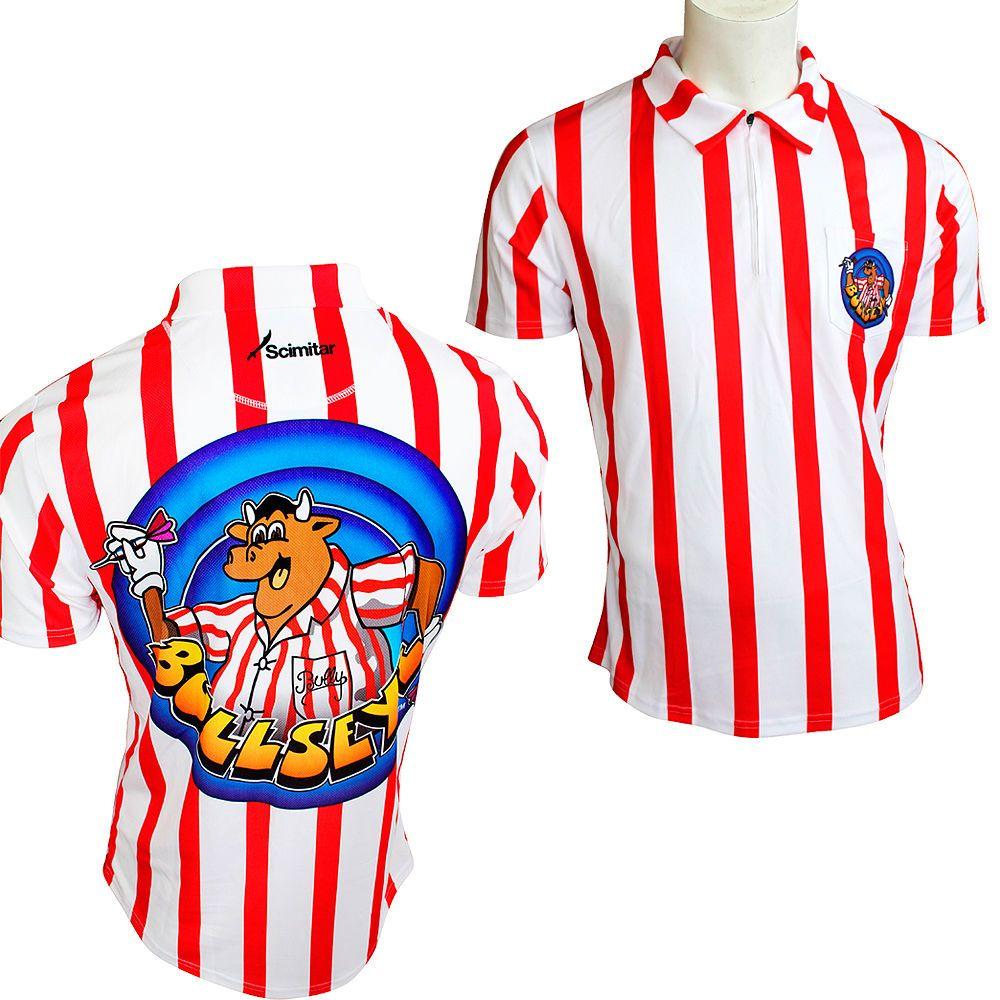 Red and White Stripes Logo - Bullseye Bully Dart Shirt Bully Logo & White Stripes