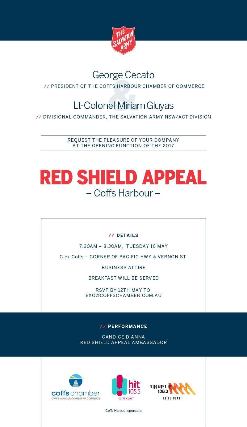 Red Shield Business Logo - 2017 Red Shield Appeal Opening Function - Coffs Chamber