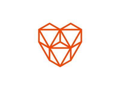 Heart in Triangle Logo - Geometric / triangles / facets heart logo design symbol