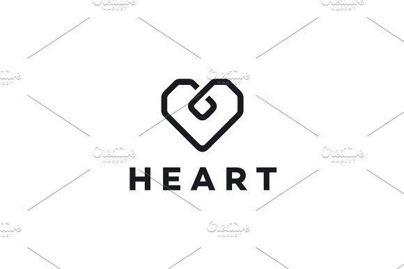 Heart in Triangle Logo - Square Heart Logo Logo Templates Creative Market