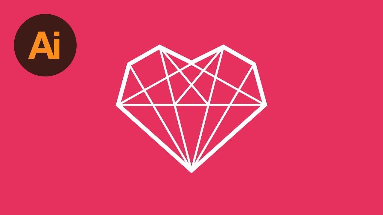 Heart in Triangle Logo - Design a Diamond Heart Logo Illustrator Tutorial - YouTube