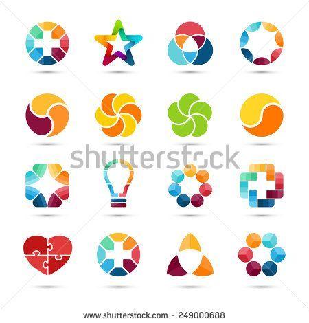 Heart in Triangle Logo - Logo templates set. Abstract circle creative signs and symbols