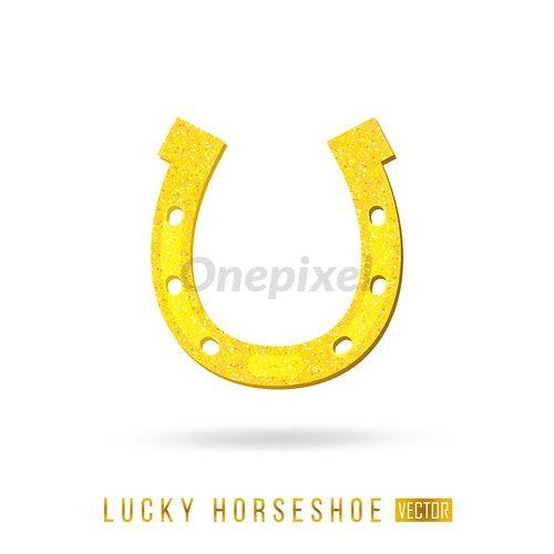 Yellow Horseshoe Logo - Gold lucky horseshoe vecto