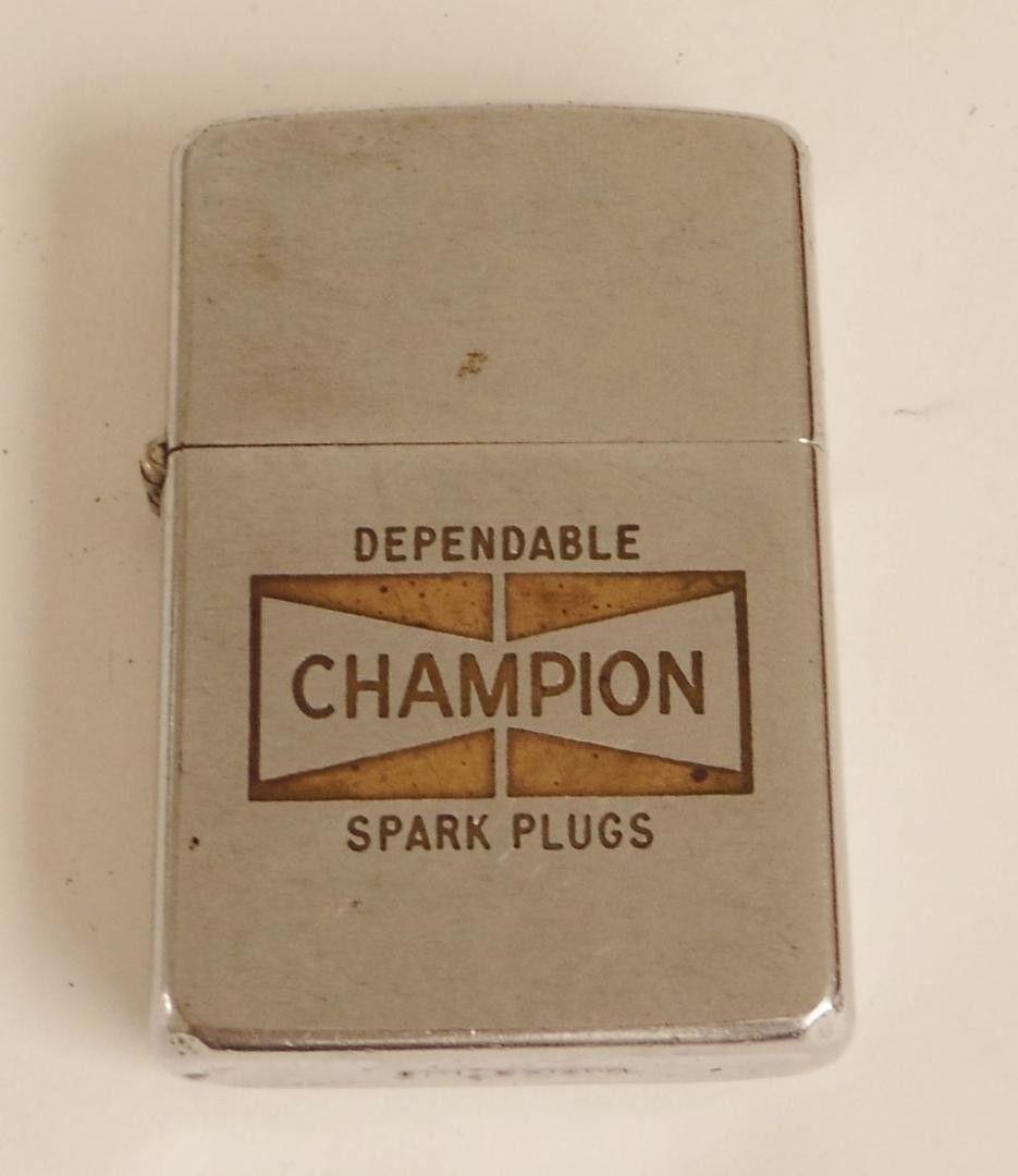 1966 Champion Spark Plugs Logo - Vintage 1966 Champion Dependable Spark Plugs Zippo Cigarette Lighter ...