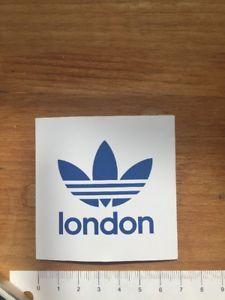 Lon with Blue Square Logo - Adidas Originals White Blue Sticker London Trefoil Square