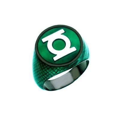 Green Snake Logo - Green Lantern Inspired Silver Ring Green Snake Skin Edition