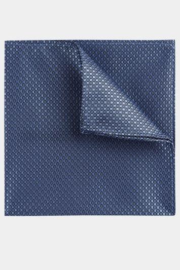 Lon with Blue Square Logo - Moss London Ice Blue Textured Pocket Square