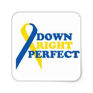 Blue and Yellow Square Logo - Down Syndrome Blue Yellow Stickers & Labels