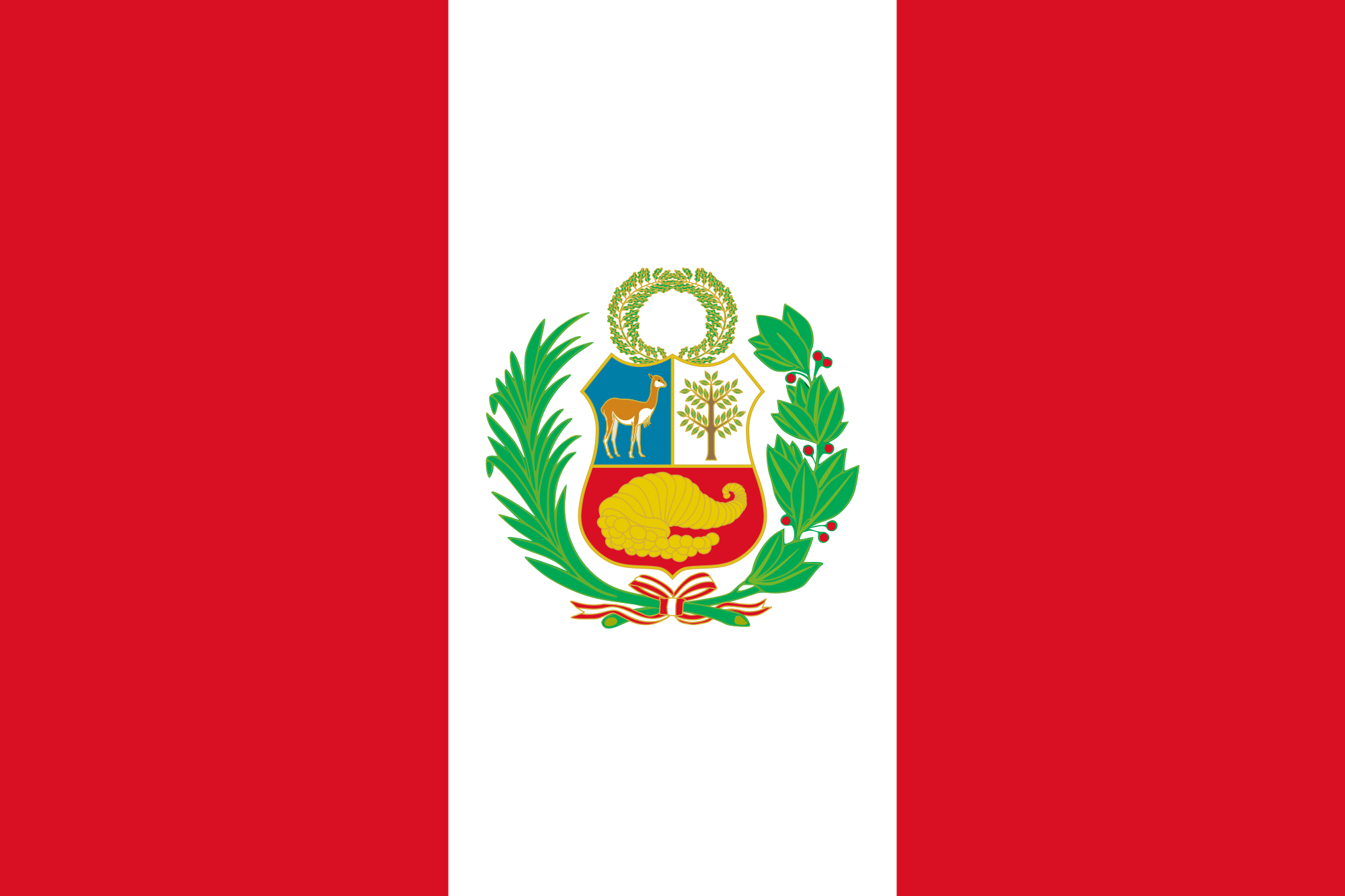 Slanted Square in White Red Cross Logo - Flag of Peru