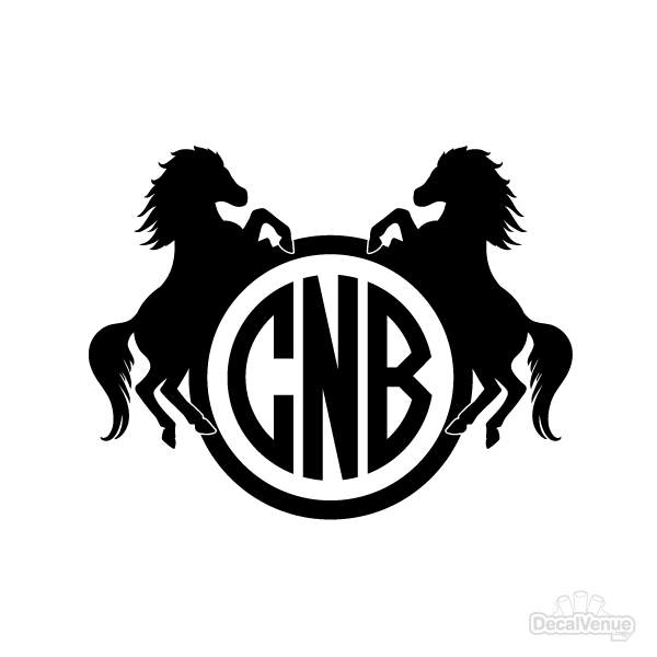 Black and White Horse Circle Logo - Dual Horse Mogram | Monograms for the Barn | Personally Preppy