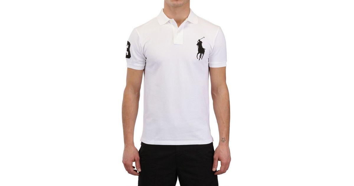 White and Blue Polo Logo - Ralph Lauren Blue Label Piquet Slim Fit Big Logo Polo in White for ...